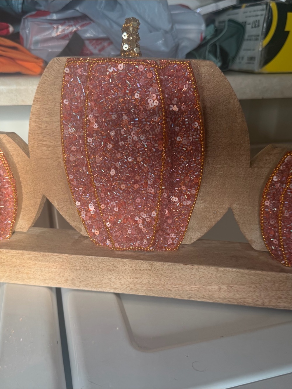 Sequin Pumpkin Evening Clutch Bag - Pink